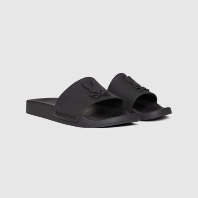 Men MENS BUNNY LOGO SLIDES Black | Psycho Bunny Beach Accessories