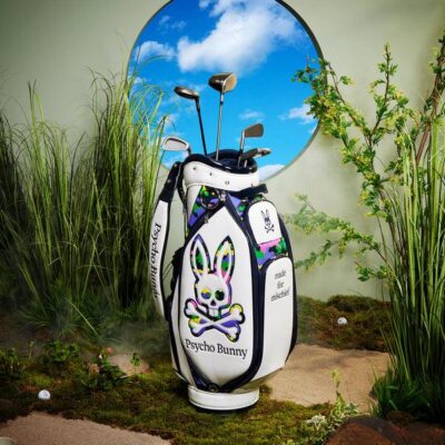 Men LIMITED EDITION CAMO BUNNY GOLF BAG White | Psycho Bunny Golf Accessories