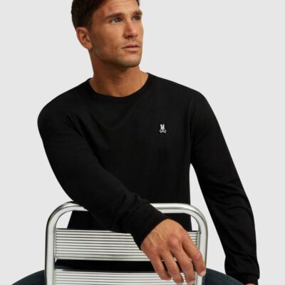 Men MENS LONG SLEEVE CLASSIC CREW NECK TEE Black | Psycho Bunny Long Sleeves